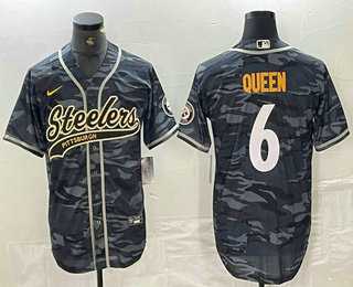 Men%27s Pittsburgh Steelers #6 Patrick Queen Camo With Patch Cool Base Stitched Baseball Jersey->philadelphia eagles->NFL Jersey